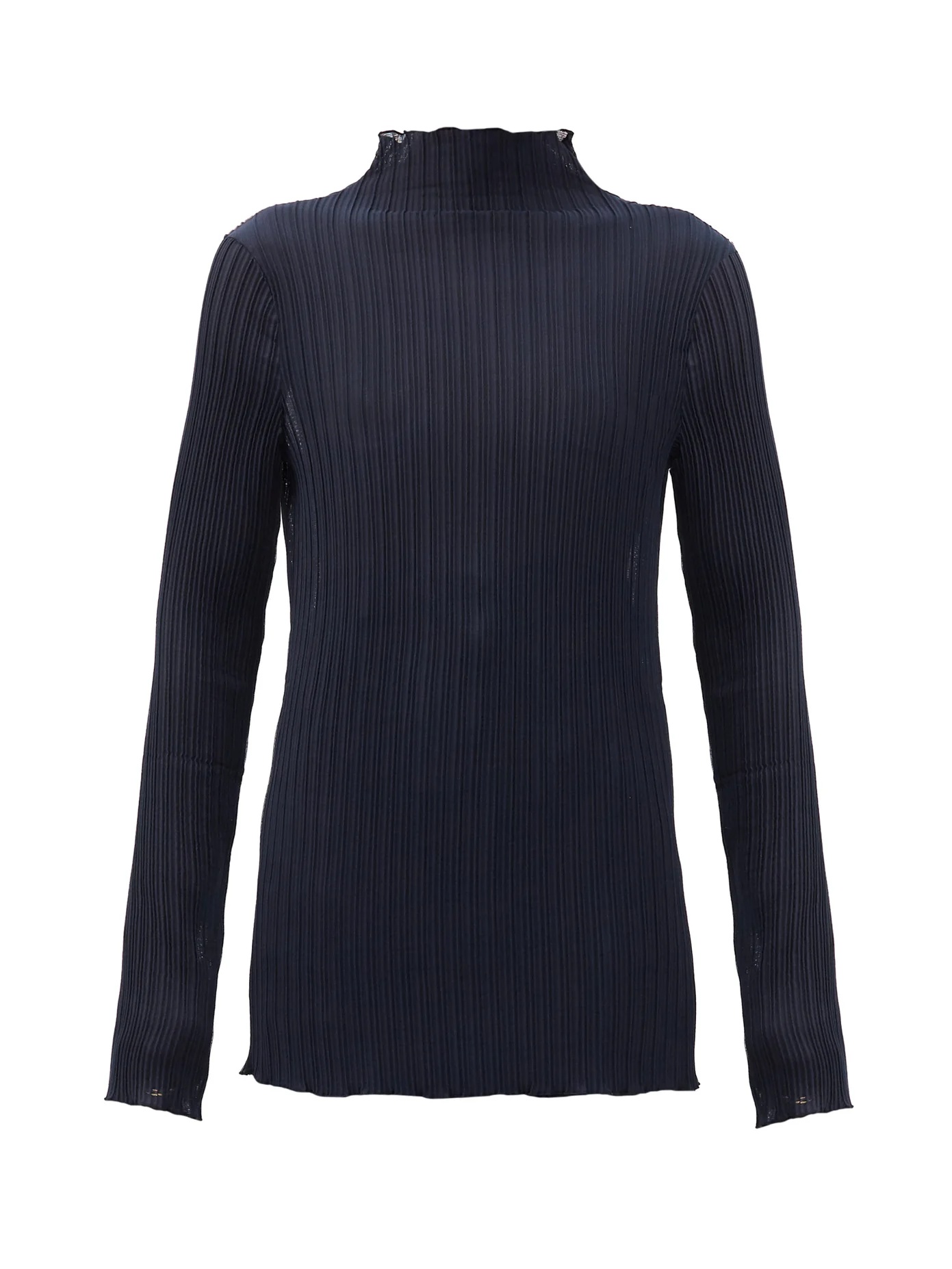 Funnel-neck plissé-jersey top - 1