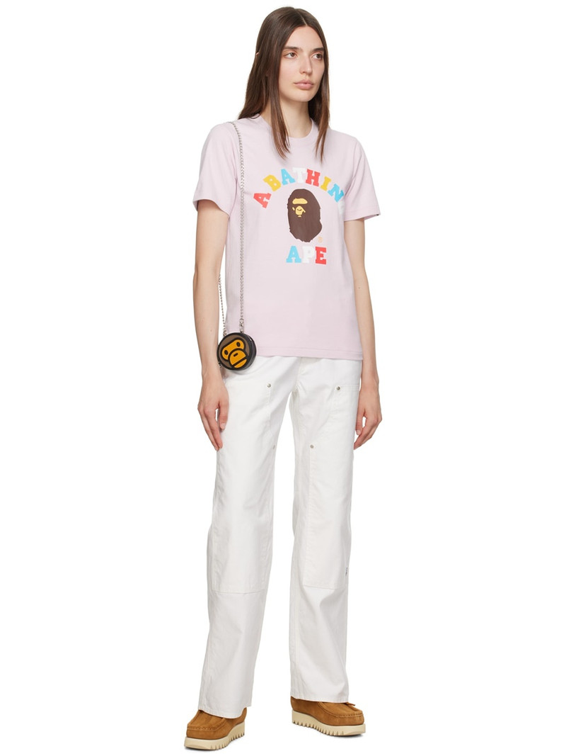 A BATHING APE® Pink Colors College T-Shirt outlook