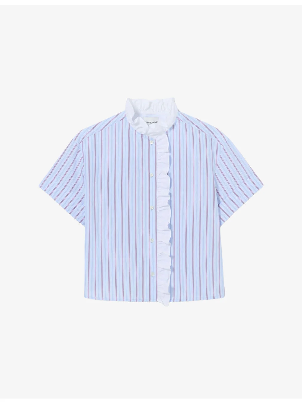 Striped Ruffled Cotton-Poplin Shirt - 1