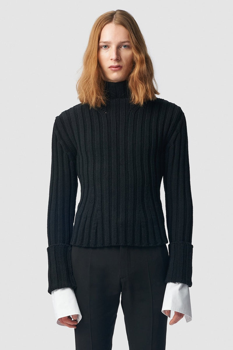 Warre Cropped Rib Darted High Neck Sweater 1