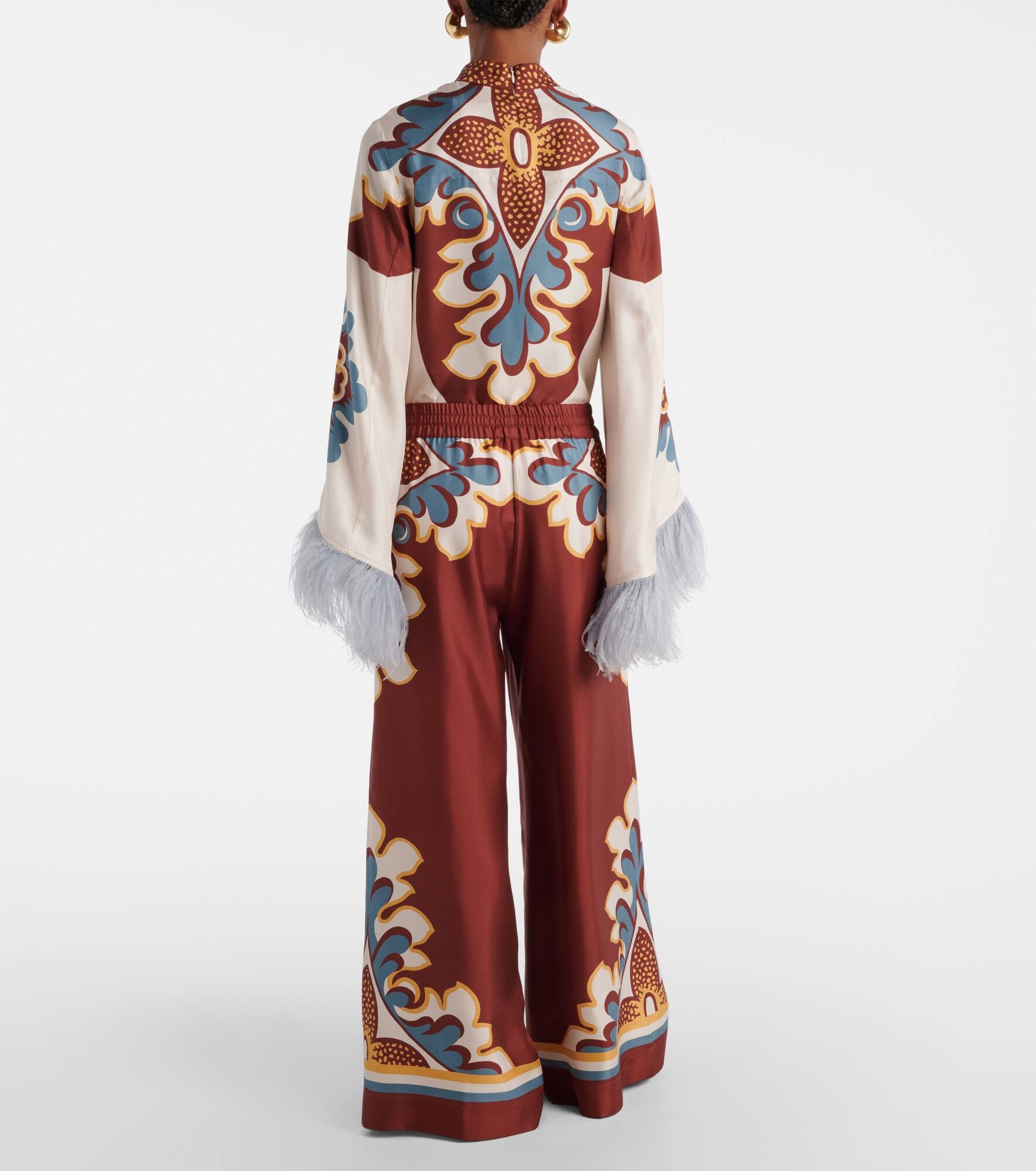 Printed high-rise silk twill palazzo pants - 3
