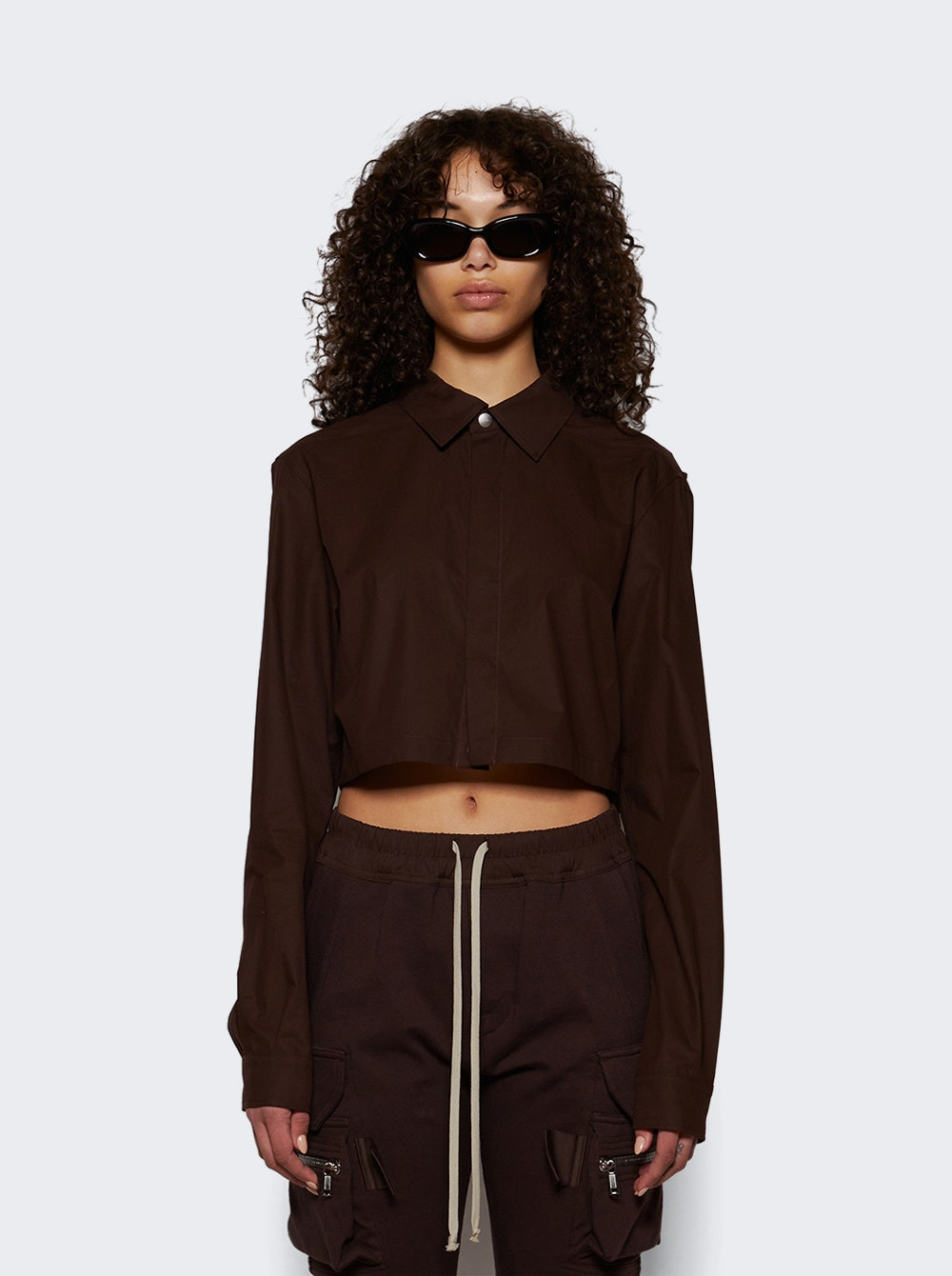 Woven Cropped Outershirt Mahogany - 2