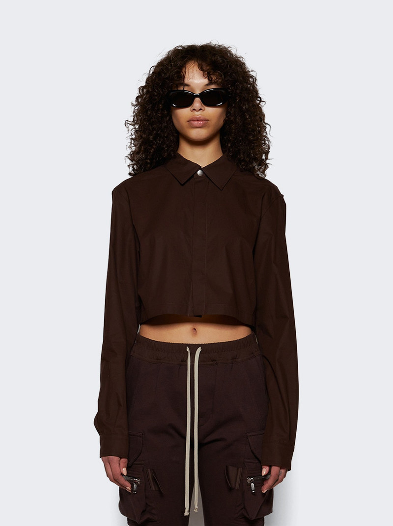 Rick Owens Woven Cropped Outershirt Mahogany outlook