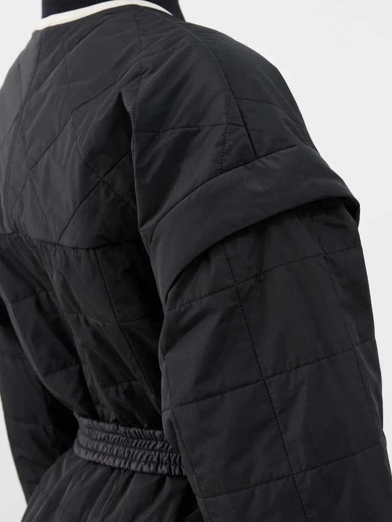 Isabella removable-sleeves quilted-satin coat 3