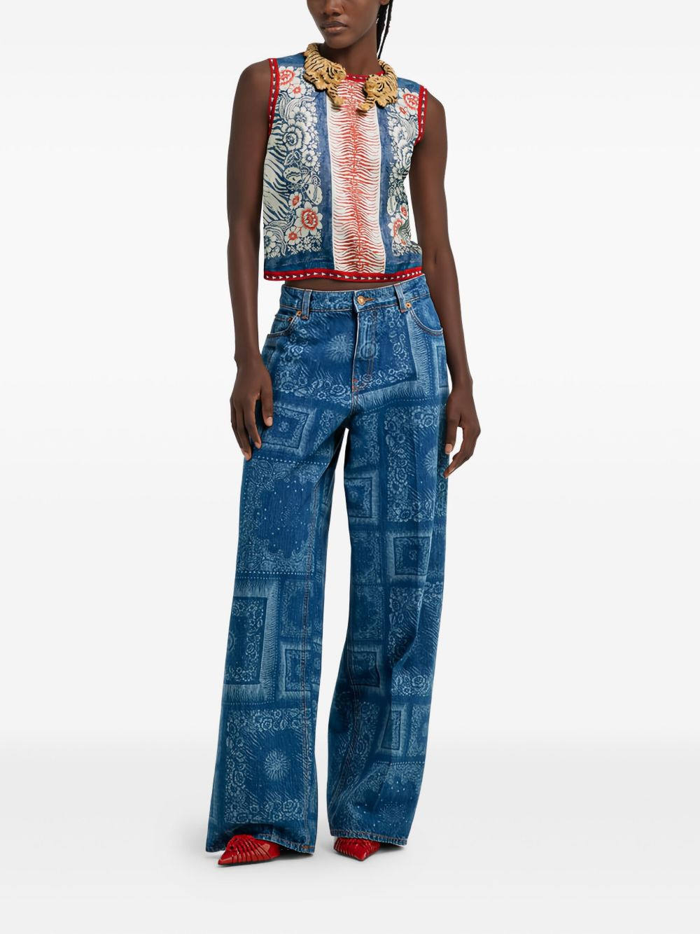 print sleeveless top - 2