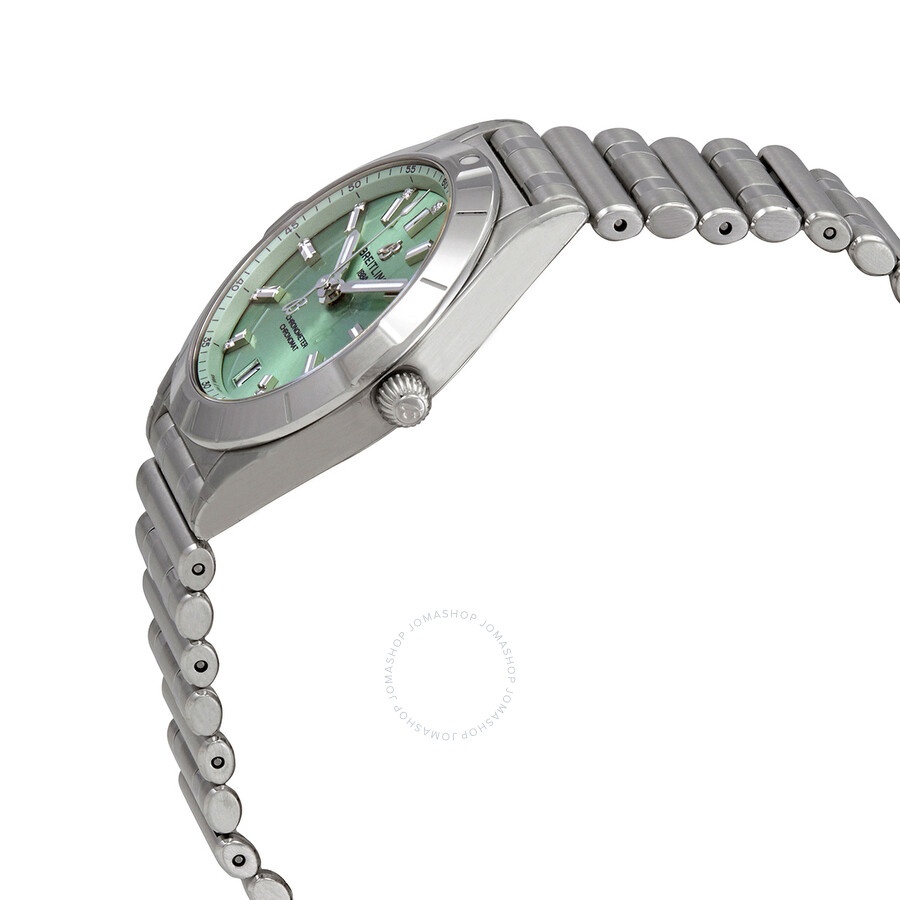 Breitling Chronomat Quartz Chronometer Diamond Green Dial Ladies Watch A77310101L1A1 - 2