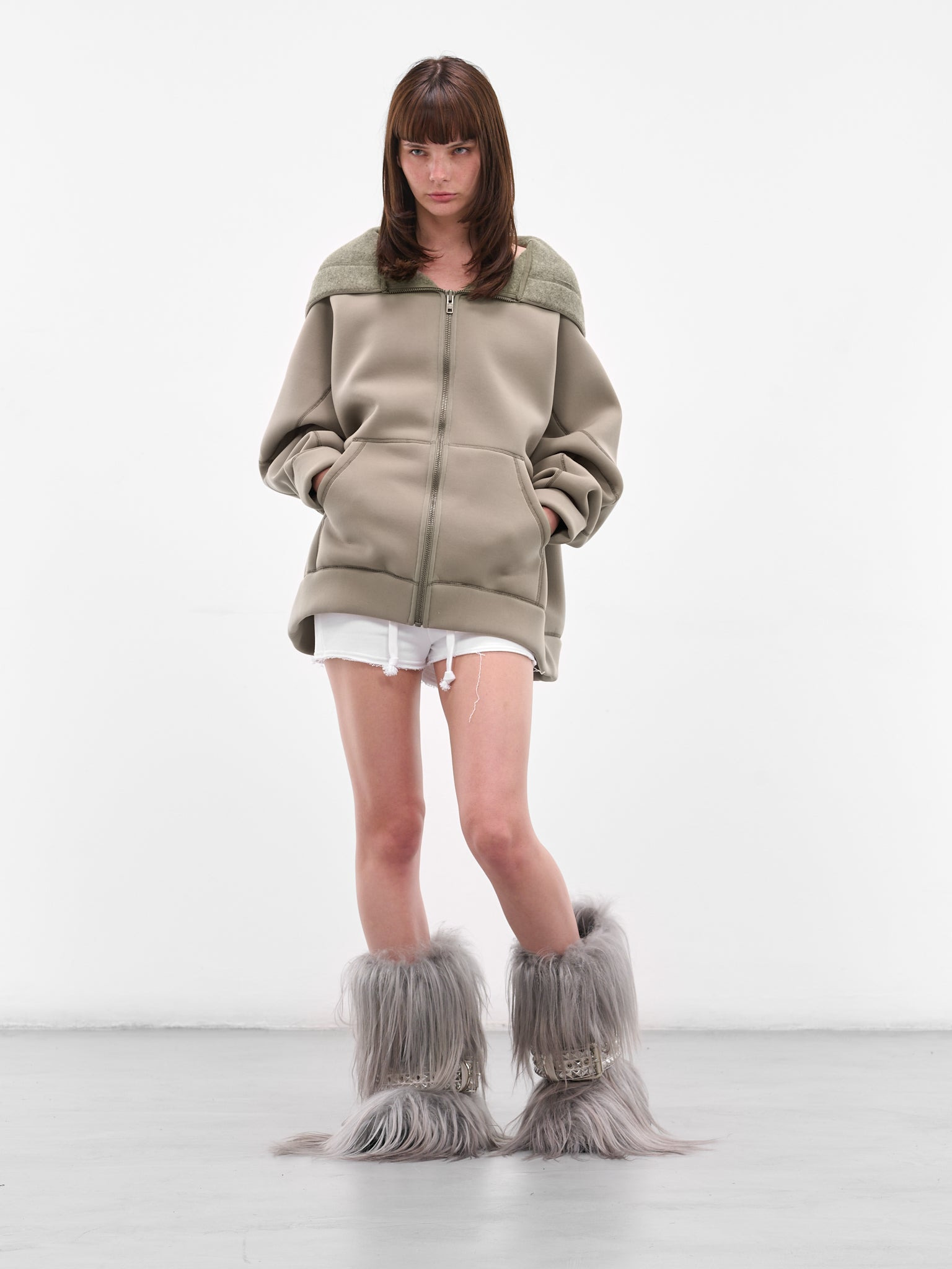 Gray Reversible Oversized Zip Hoodie - 6