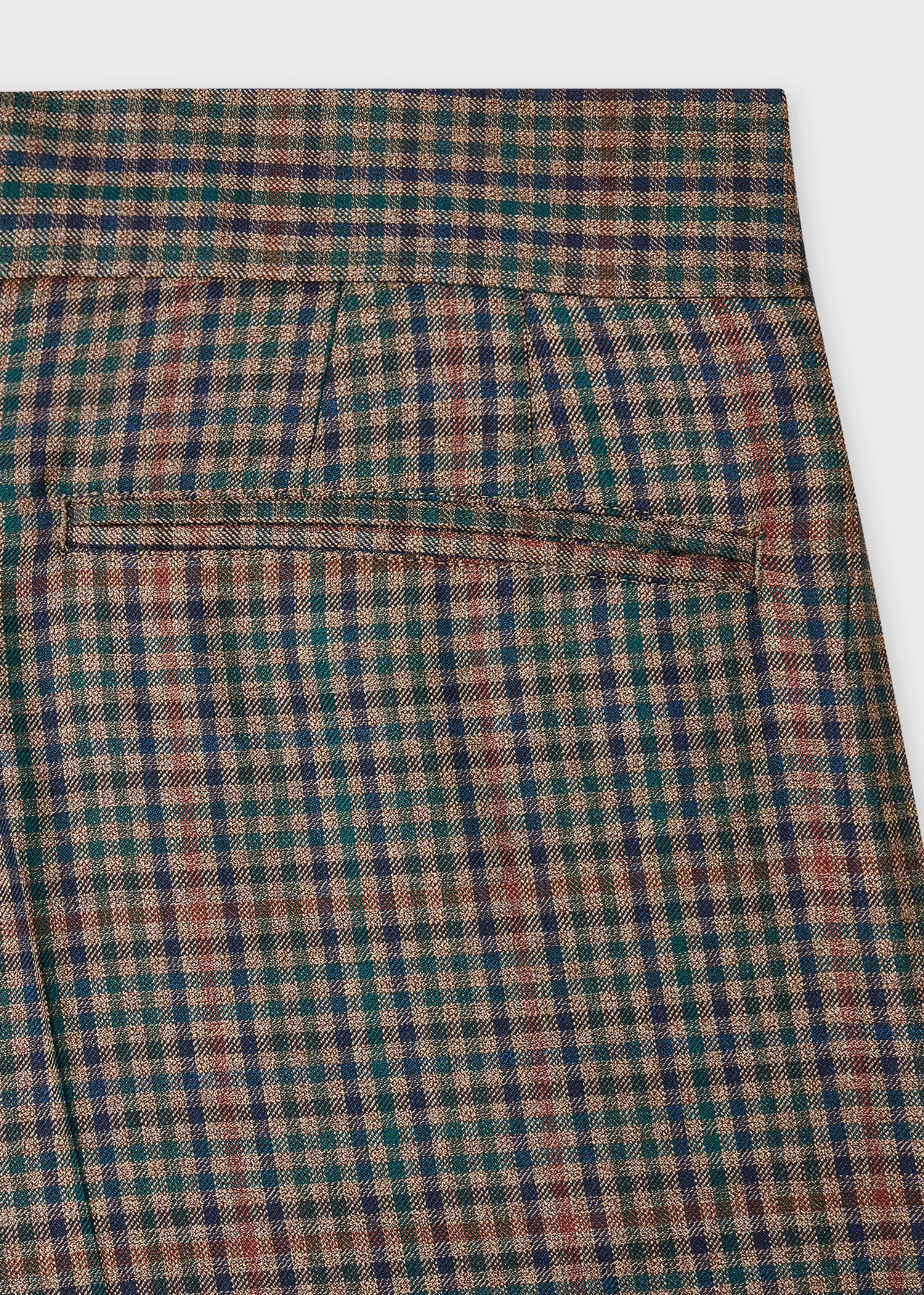 Tan Check Wool Pleat-Front Belted Trousers - 2
