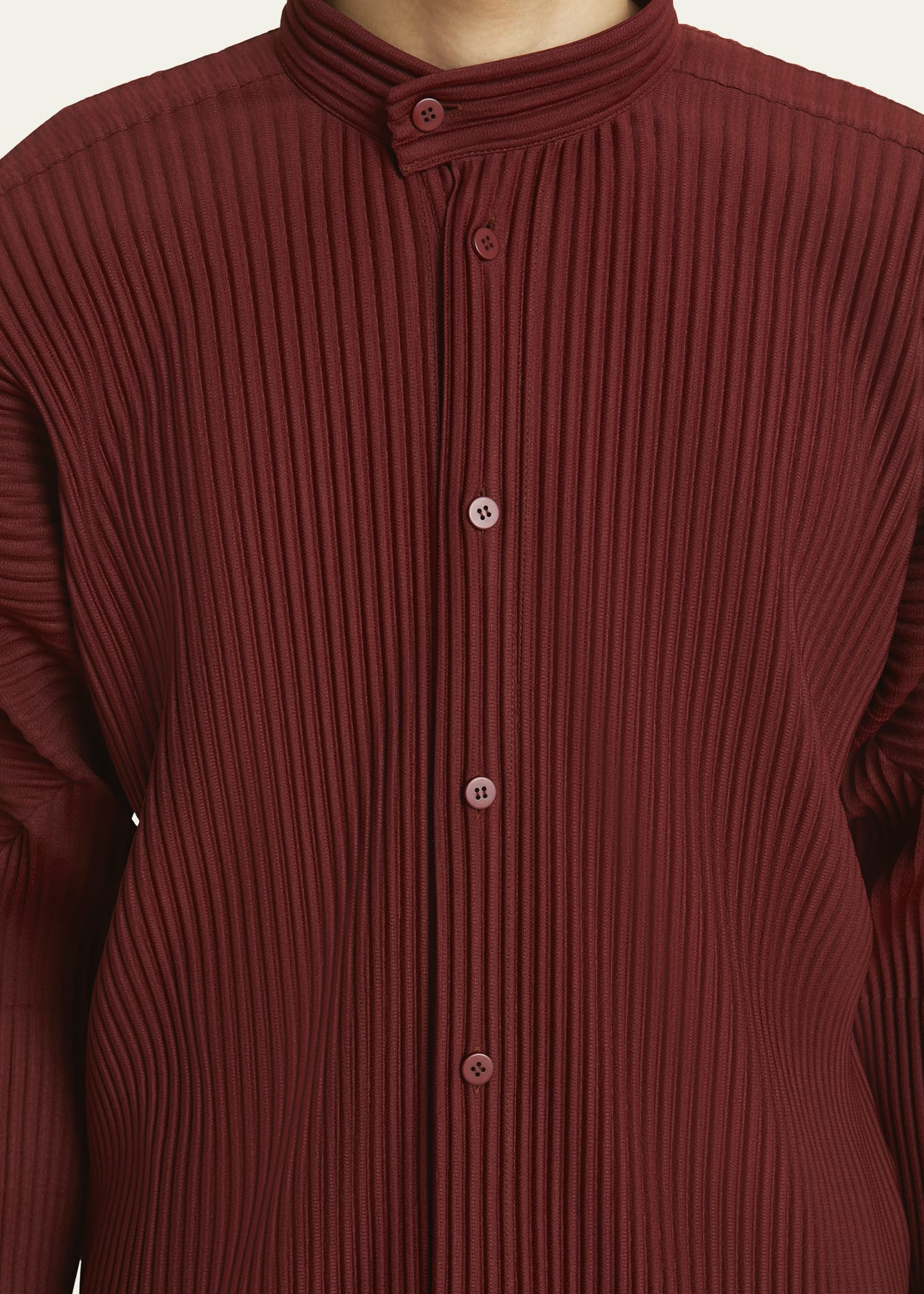 Men's Pleated Band-Collar Sport Shirt - 5