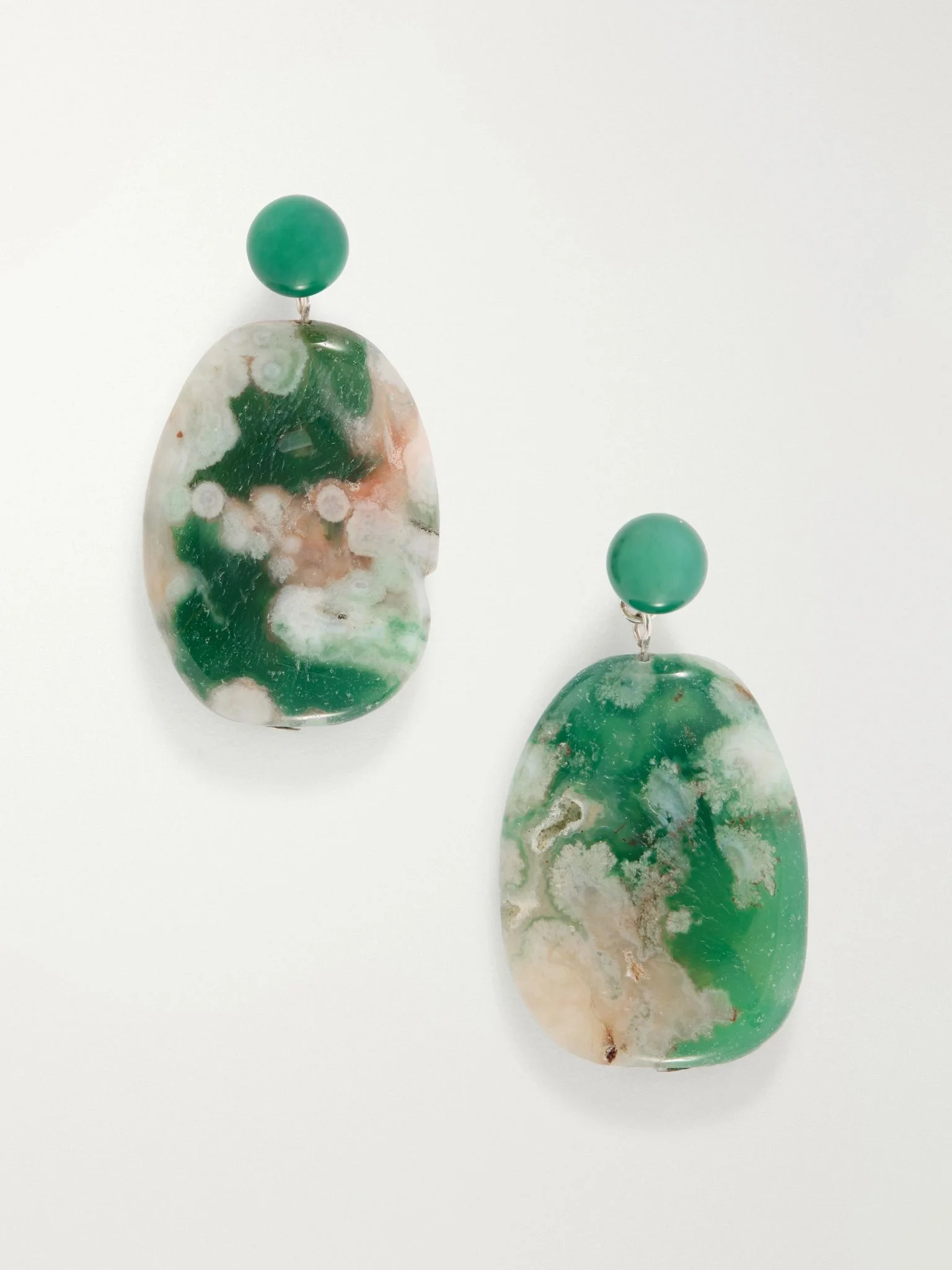 Time Will Say Nothing But "I Told You So" silver-plated agate earrings Green - 1