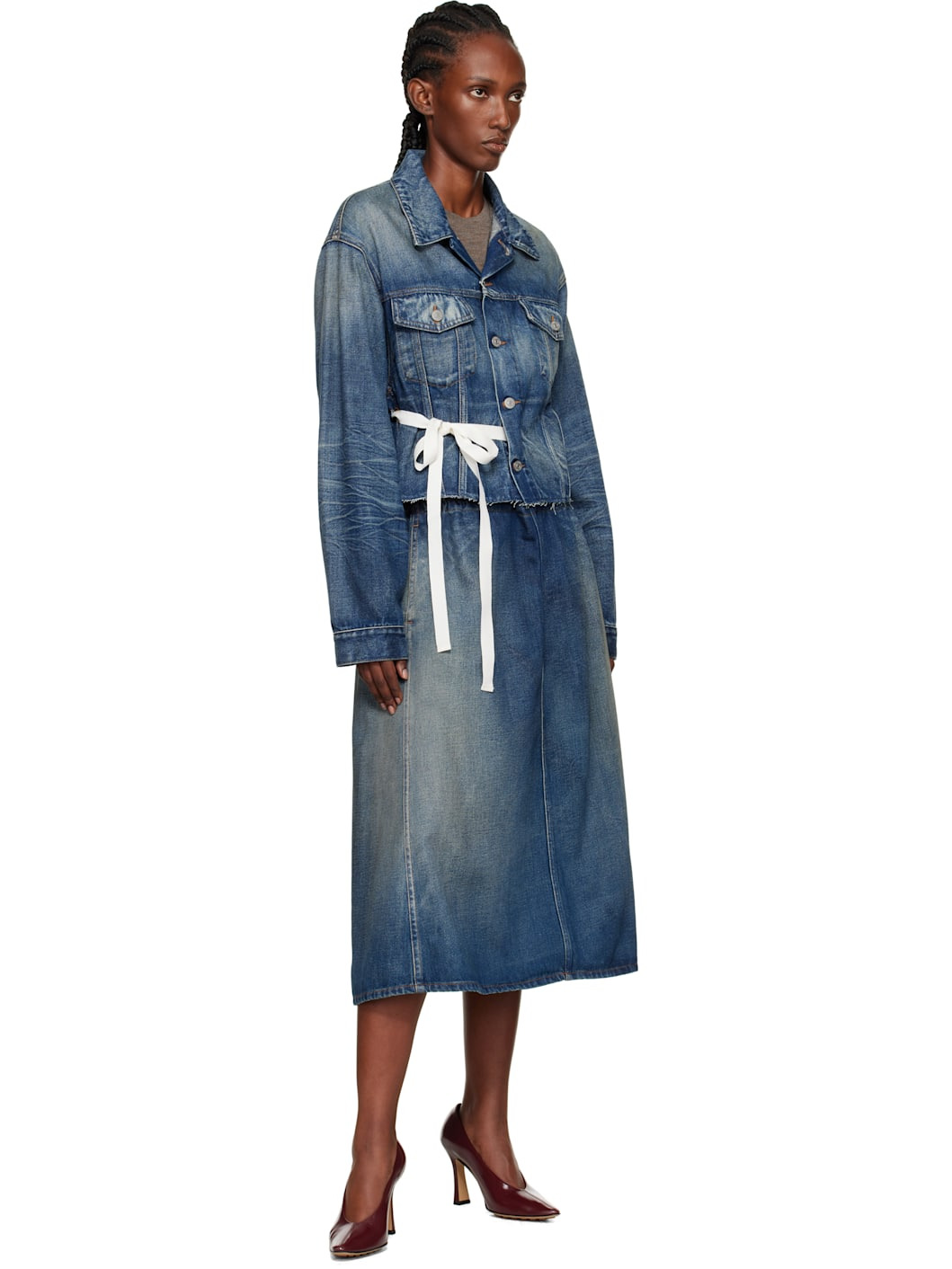 Blue Cropped Denim Jacket - 4