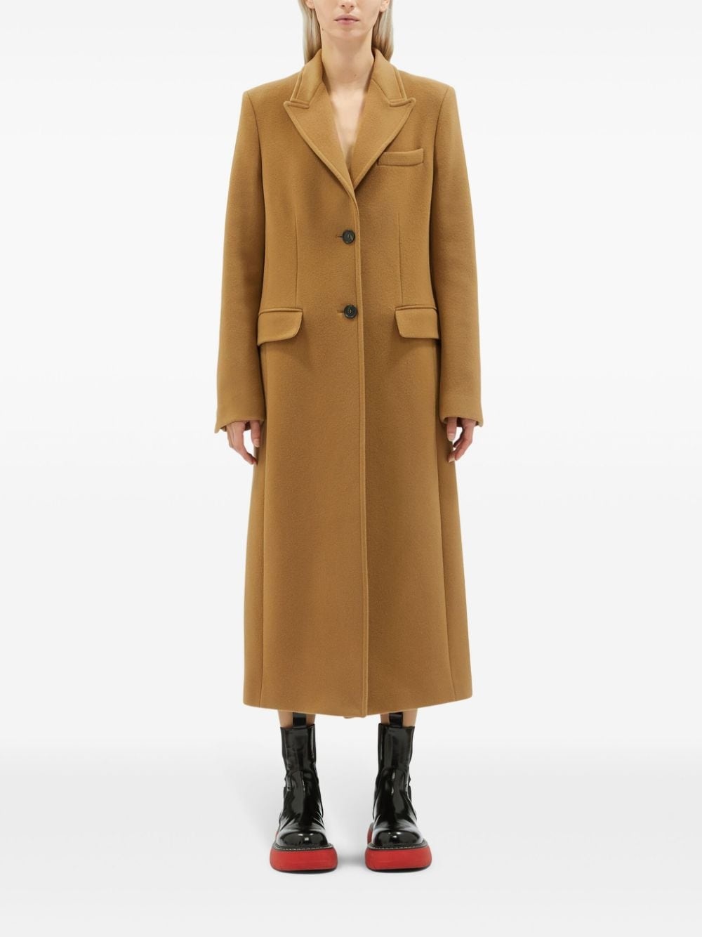 notched-lapel button-fastening coat - 3