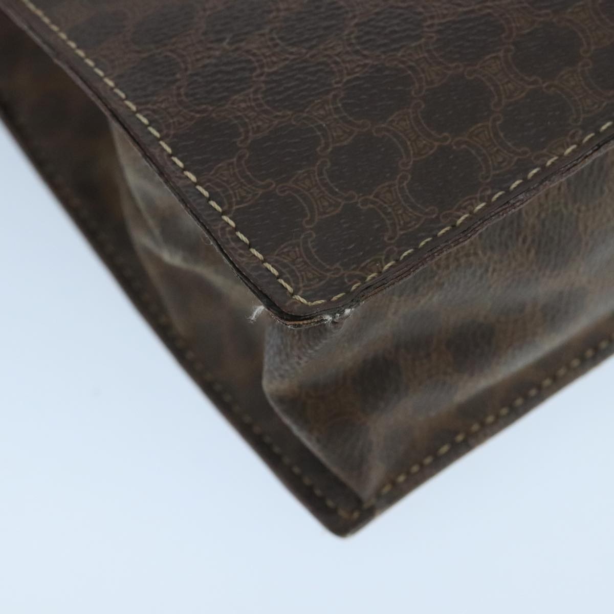 CELINE Macadam Canvas Hand Bag Pvc Leather Brown Gold - 9