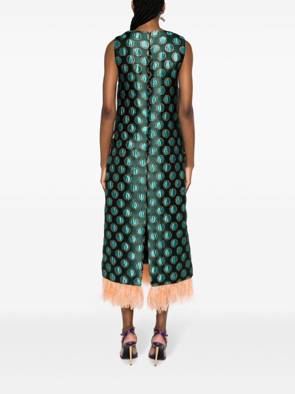 Column geometric-jacquard midi dress - 4