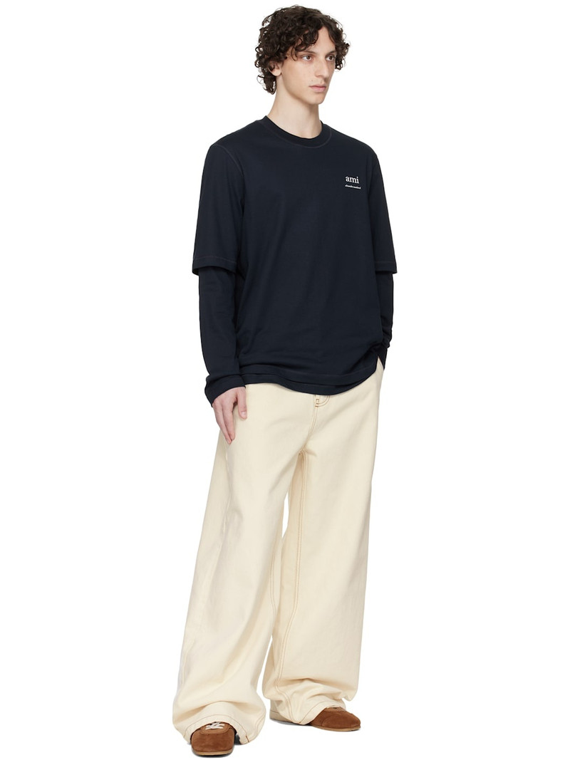 AMI Paris Navy Long Sleeves T-shirt outlook