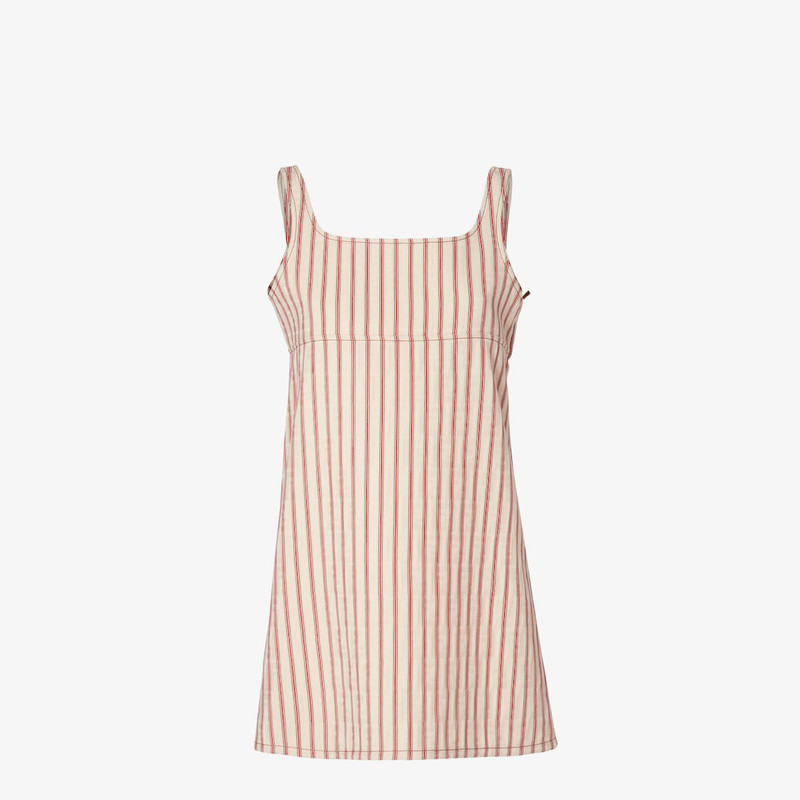 Dress Beige FF denim dress with red stripes 1