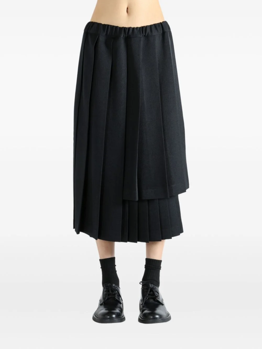 pleated asymmetric midi skirt - 1