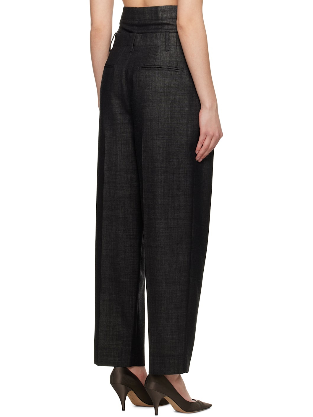 Black Double Waistband Trousers - 3