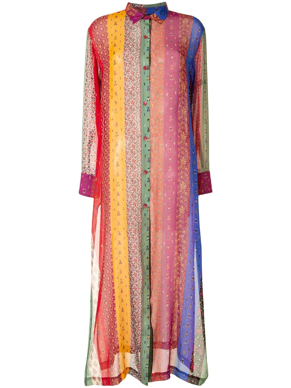 color-block paisley shirt dress - 1