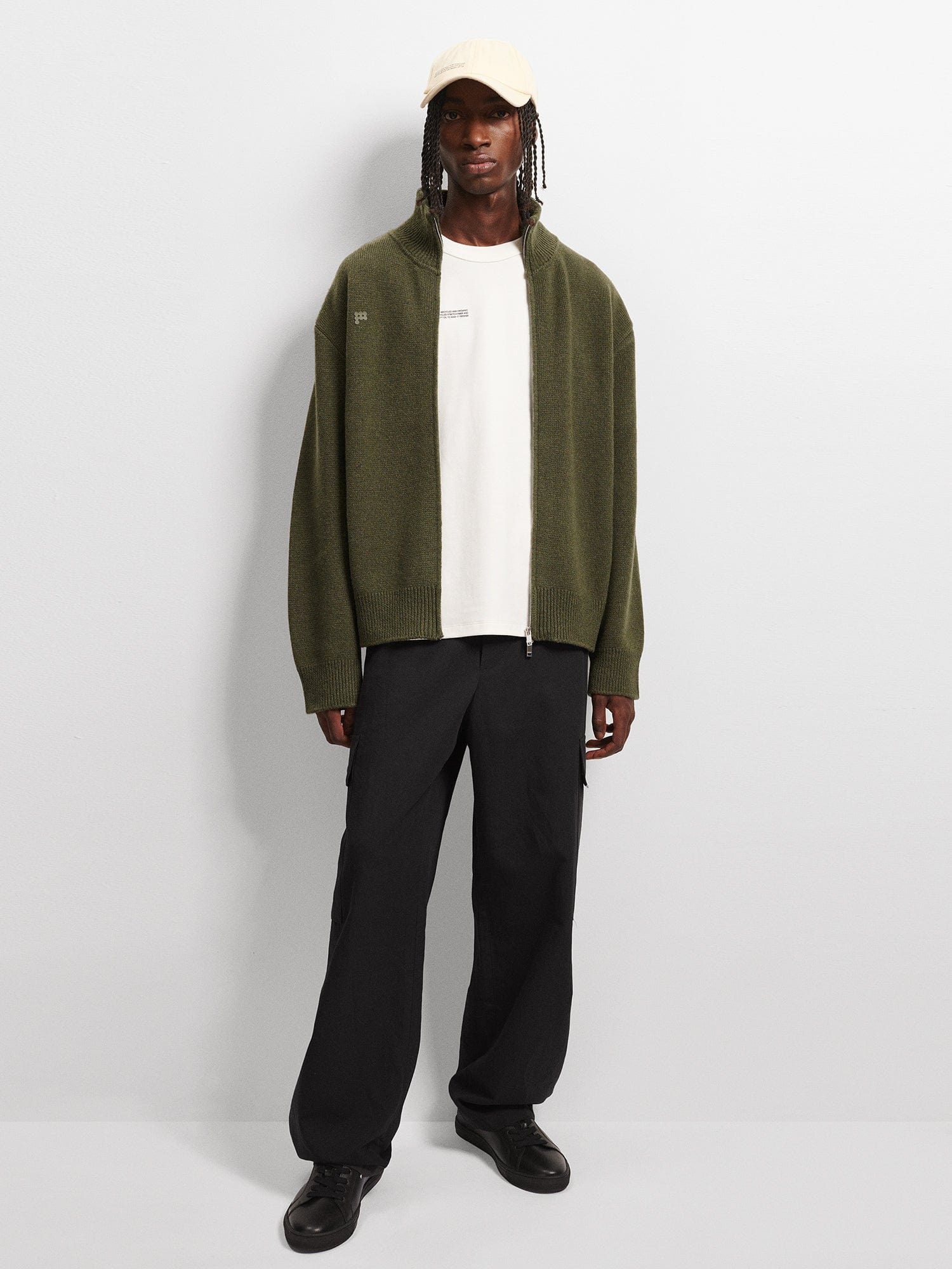 Men's Recycled Cashmere Zip Up Sweater - Rosemary Green - 5