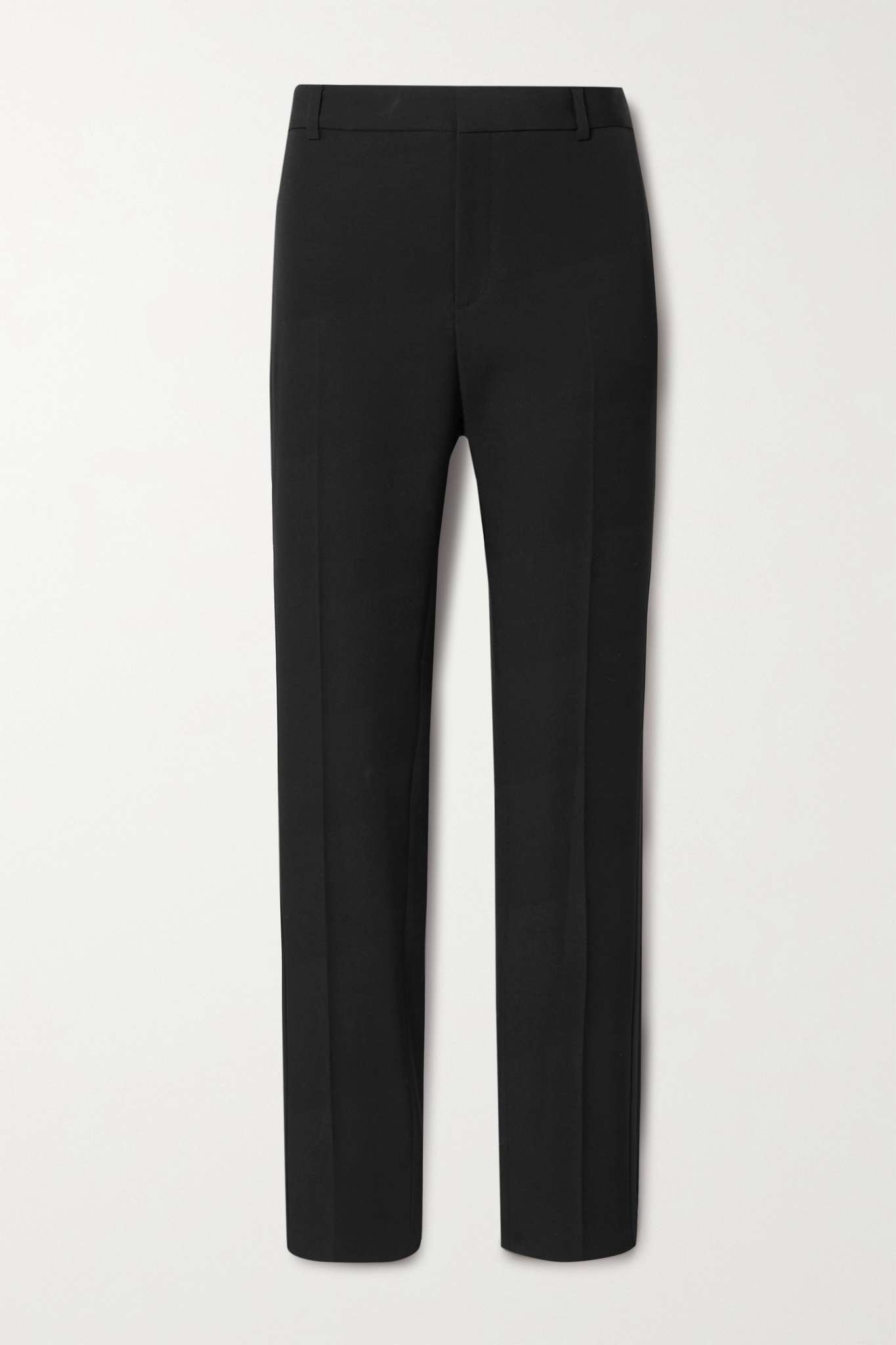 Satin-trimmed grain de poudre wool straight-leg pants - 1