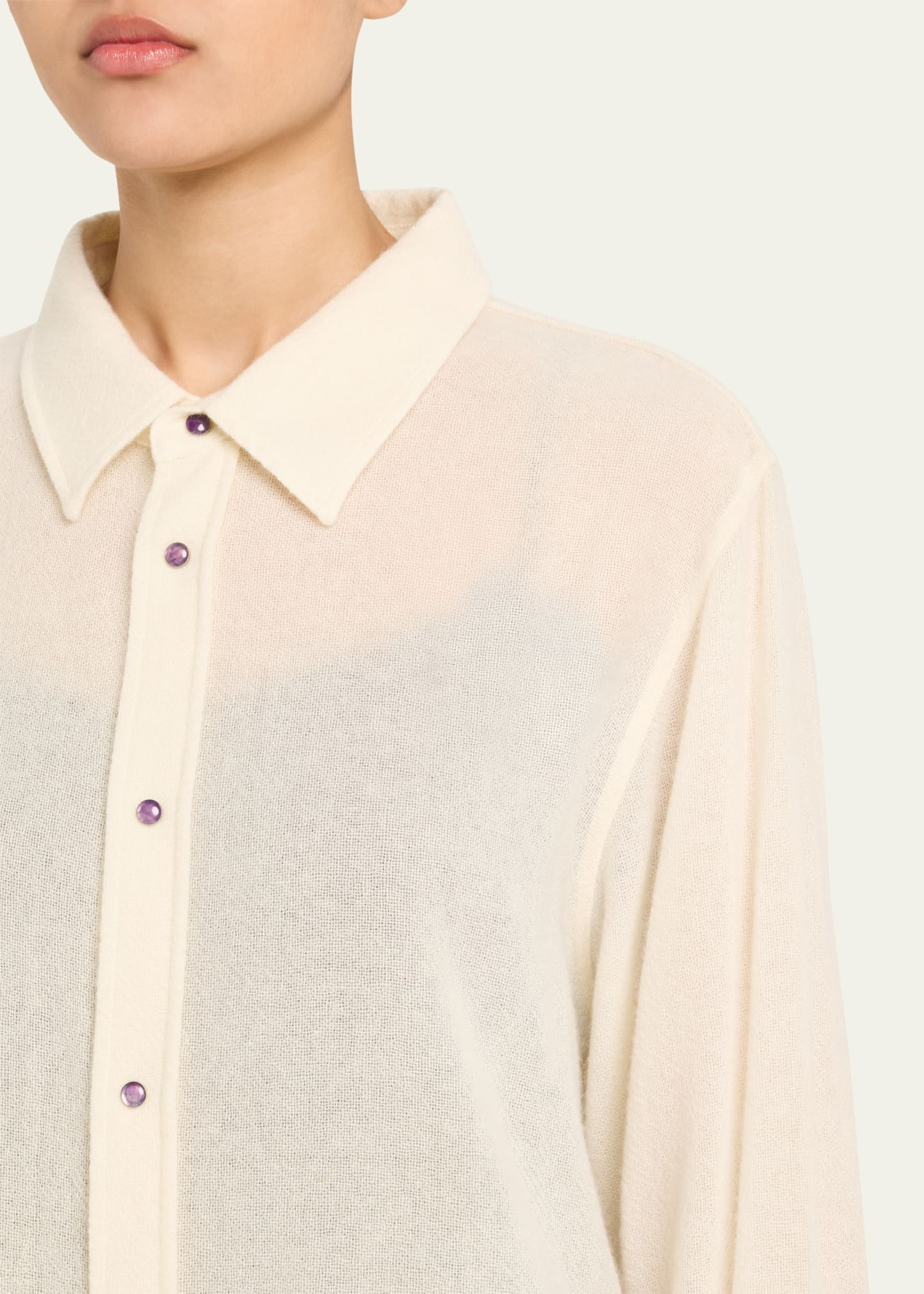 Button Down Gauze Solid Shirt - 5