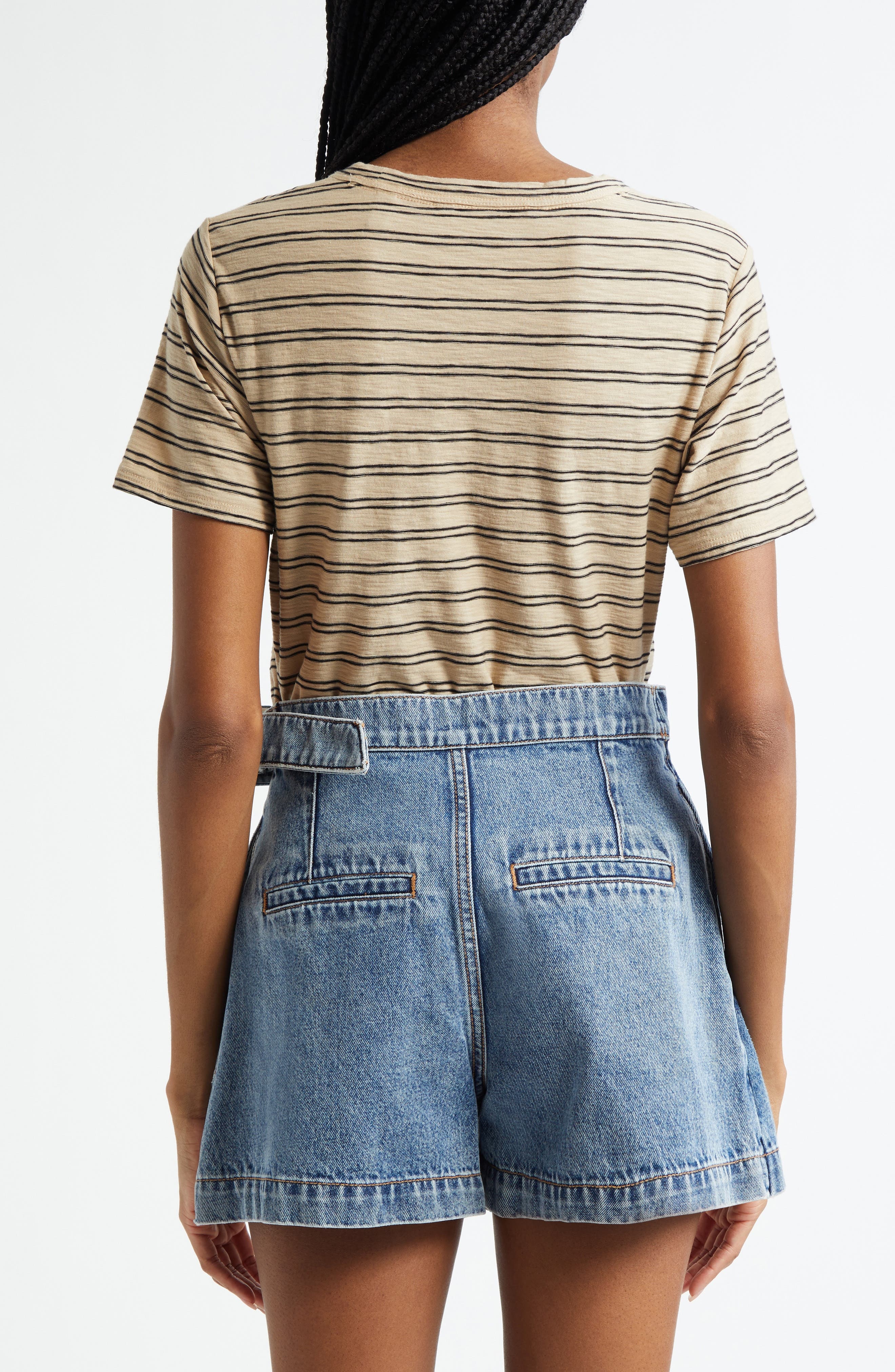 Veronica Beard Carla Crewneck Cotton T-Shirt in Stone Khaki Black at Nordstrom - 3
