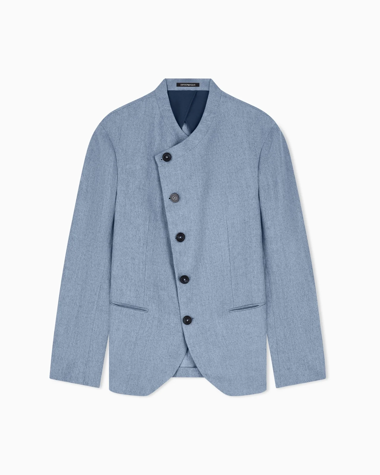 ICON JACKET WITH DIAGONAL FASTENING IN TEXTURED MOULINÉ LINEN SATIN - 1