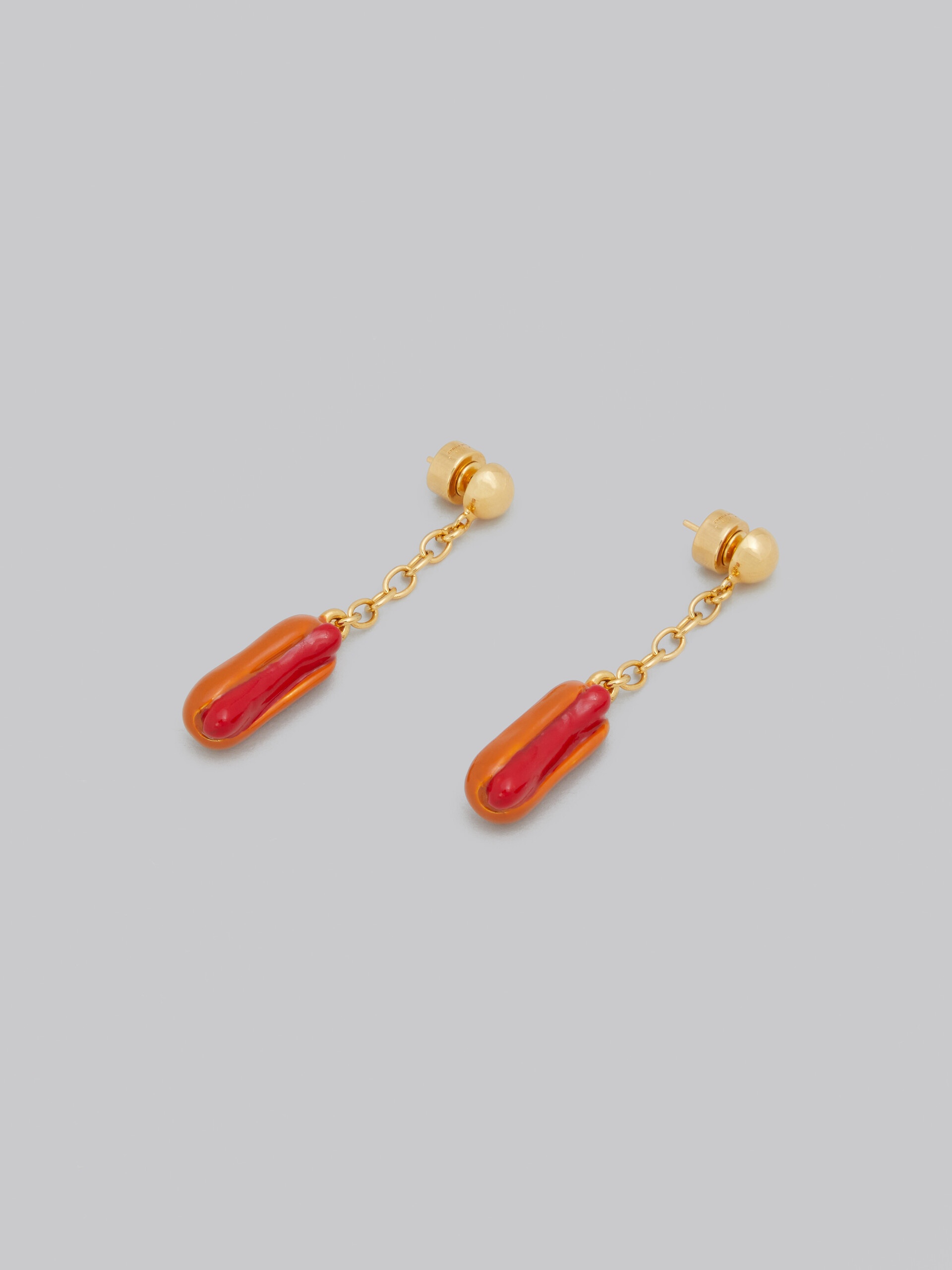 ENAMELLED HOT DOG DROP EARRINGS - 4