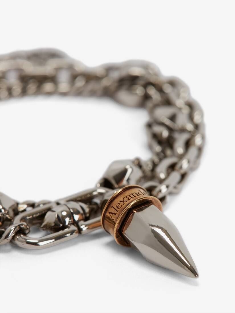 Men's Punk Stud Bracelet in Antique Silver - 5