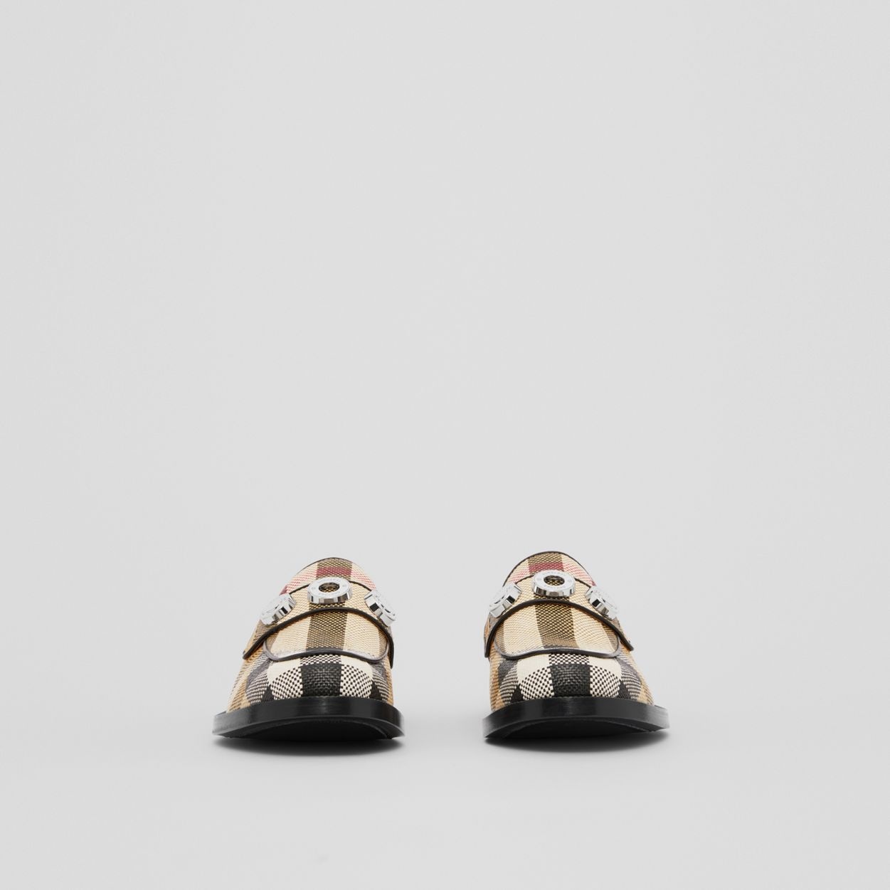 Logo Detail Check Nylon Loafers - 4