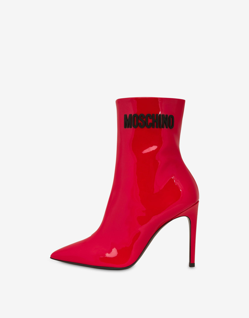 RUBBER LOGO PATENT LEATHER ANKLE BOOTS 2