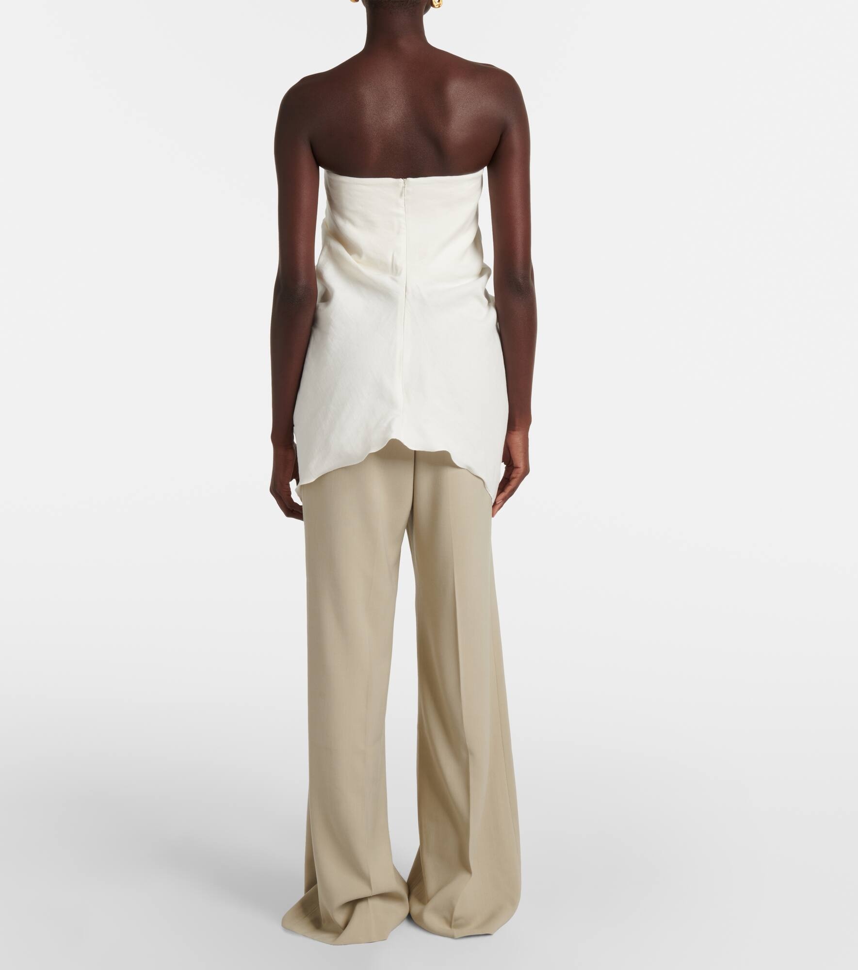 Tuiren draped linen and cotton-blend top - 3