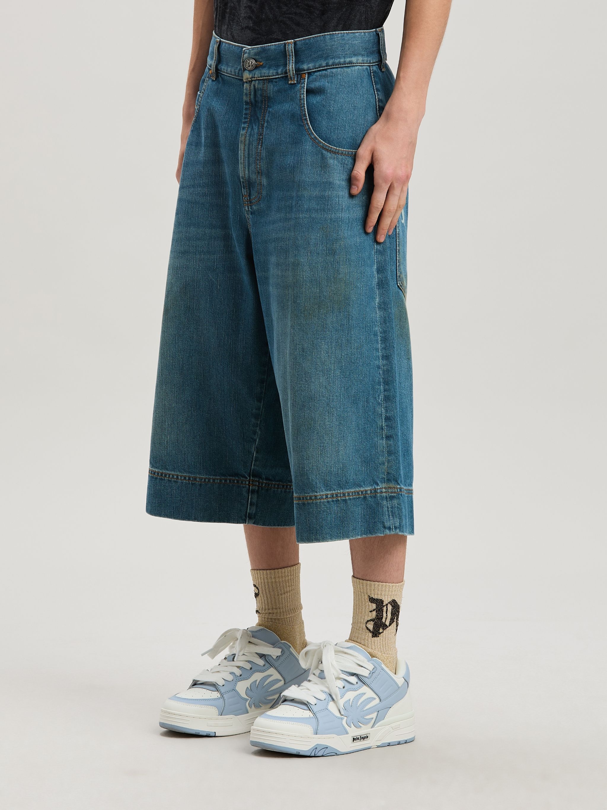 Lasered Curved Logo denim bermuda - 4