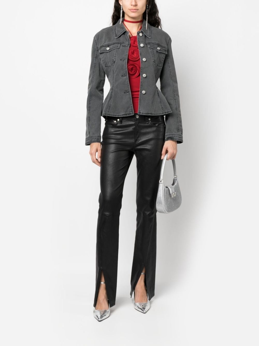 fluted denim jacket - 2