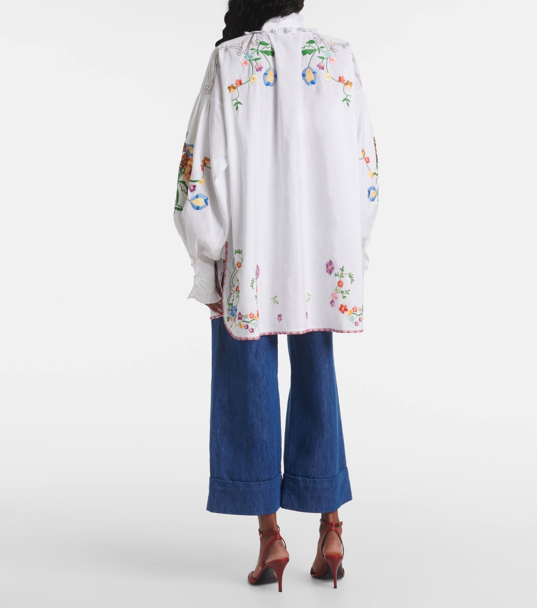 Embroidered cotton and linen blouse - 3