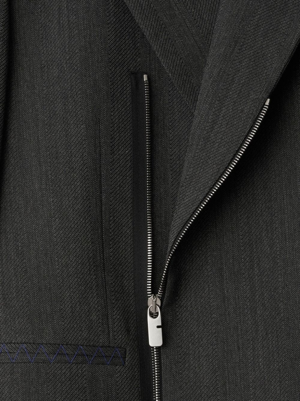 zip-up wool blazer - 6