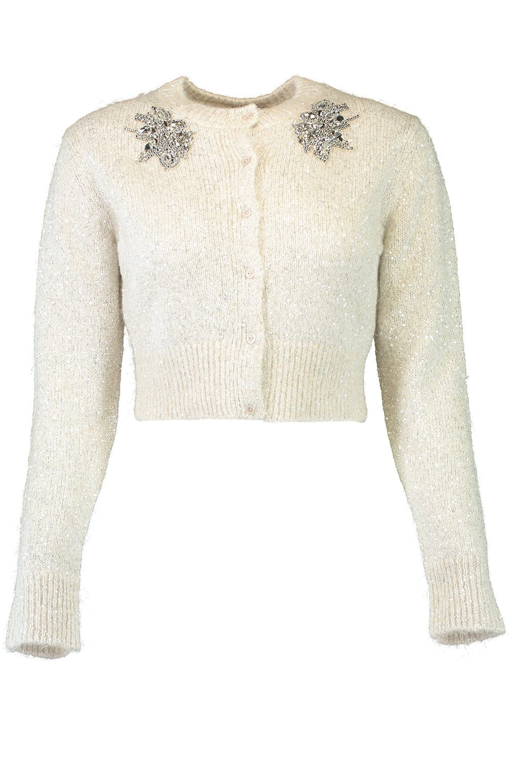 Cropped Jeweled Cardigan - 1