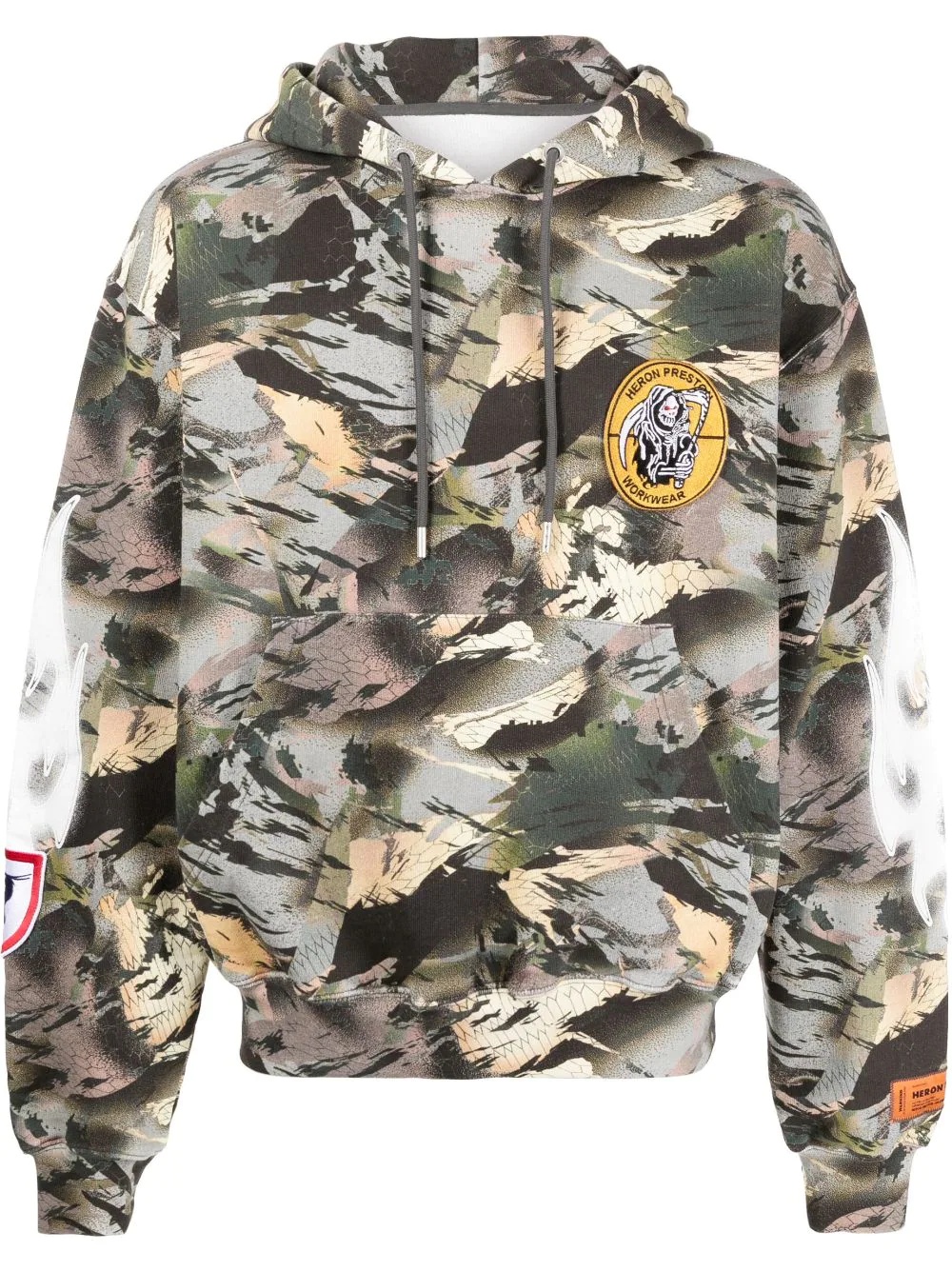 camouflage-print logo-patch hoodie - 1