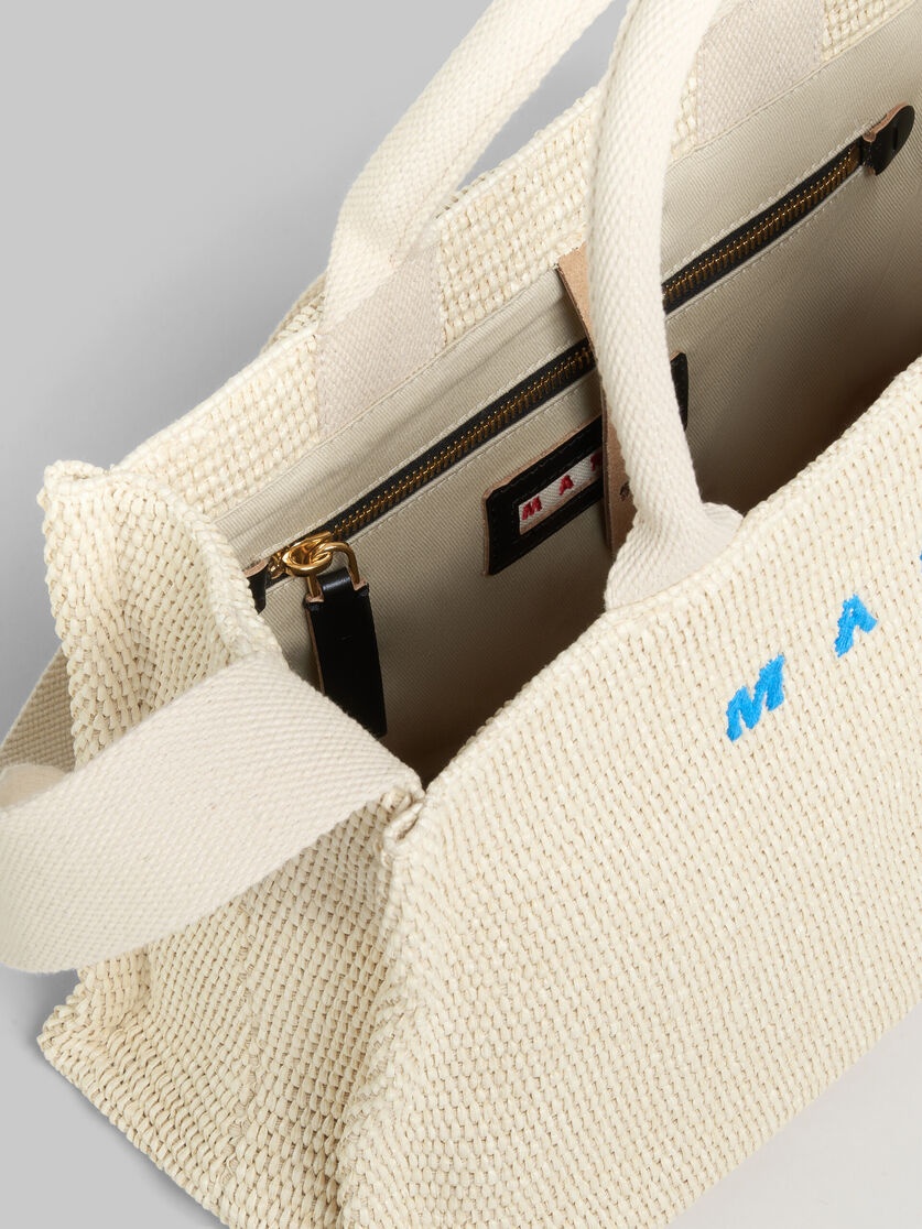 WHITE RAFFIA-EFFECT SMALL TOTE BAG - 4