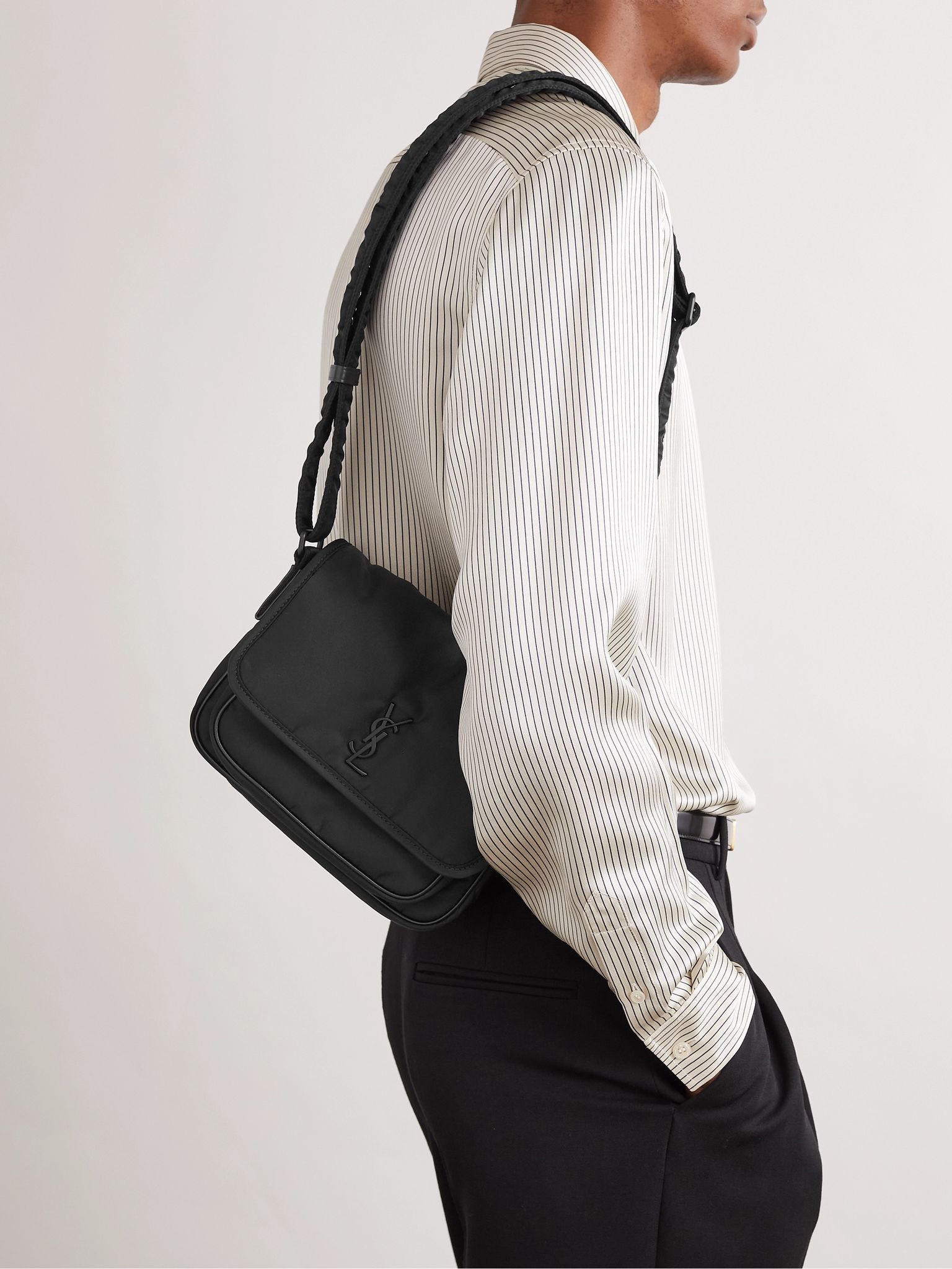 Niki Small Leather-Trimmed Shell Messenger Bag Black - 2