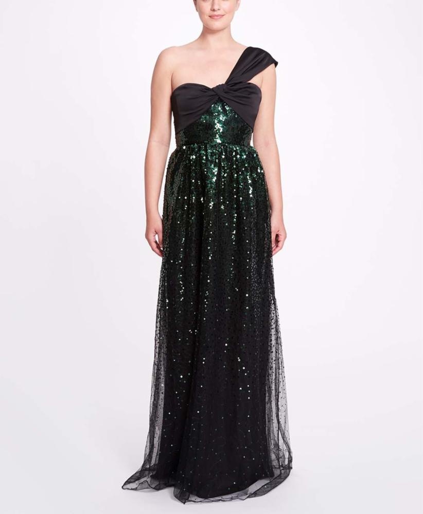 ONE SHOULDER SEQUIN DEGRADE GOWN - 1