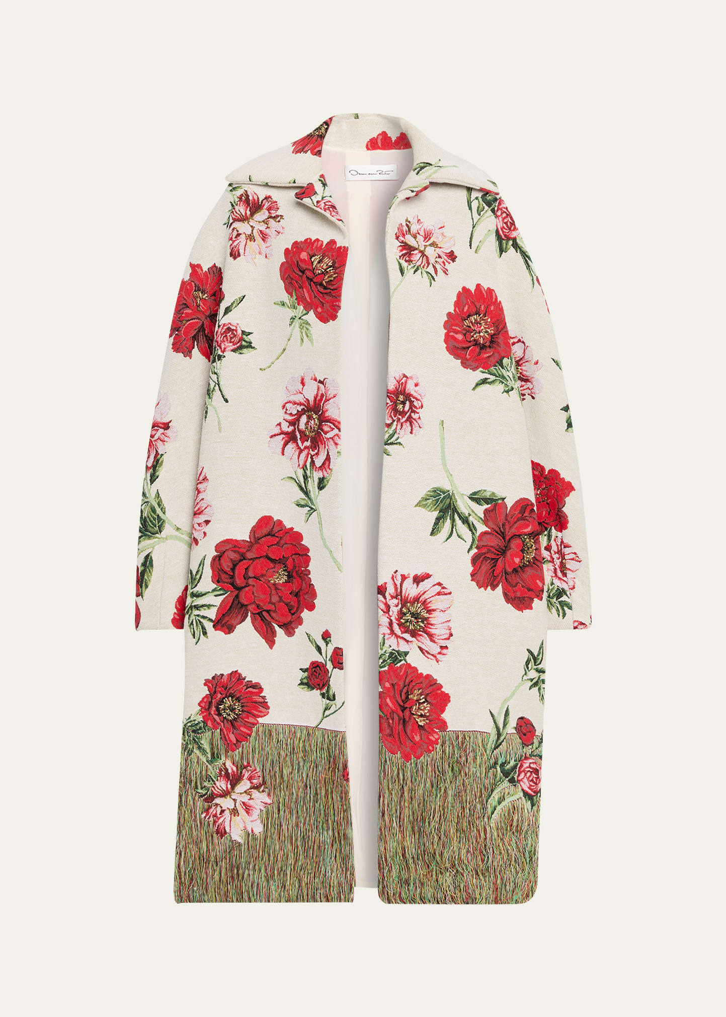 Oversized Peony Jacquard Coat - 1