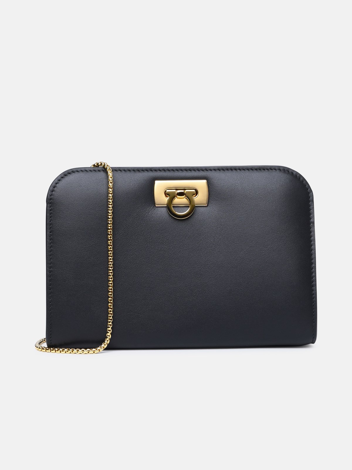 FERRAGAMO 'DIANA' MINI CLUTCH BAG IN BLACK CALF LEATHER