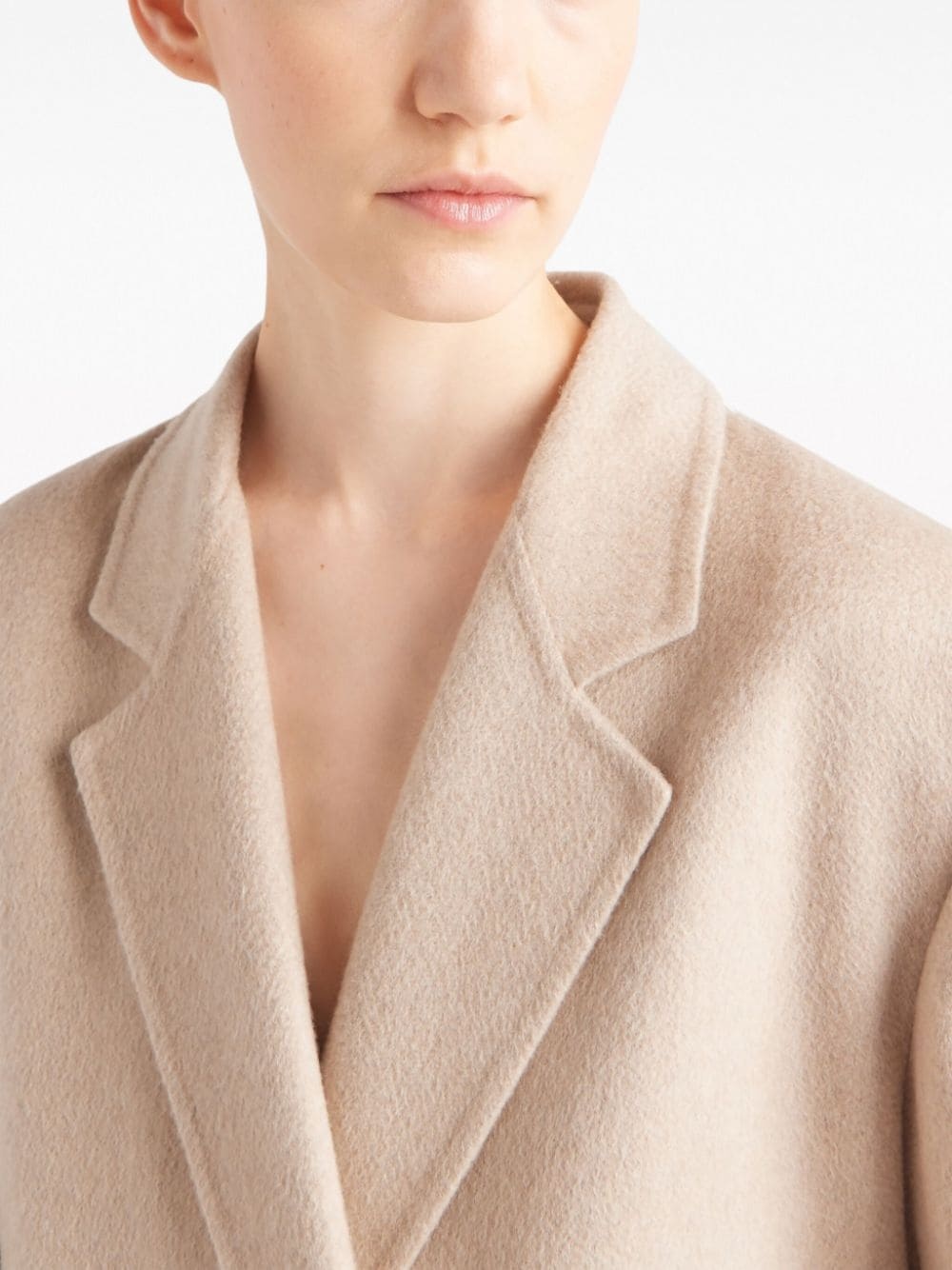 double-breasted velour cashmere coat - 4