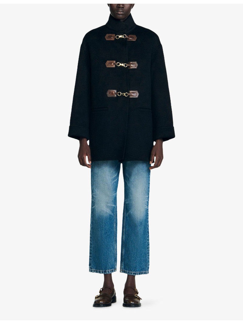 Sandro Oversized Long-Sleeve Wool Pea Coat outlook