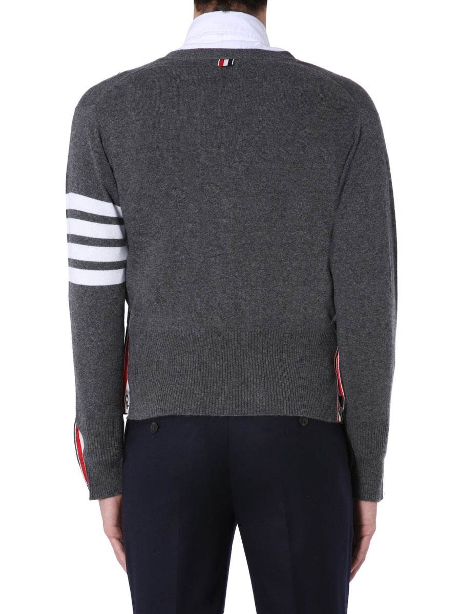 Thom Browne Men V-Neck Cardigan - 5