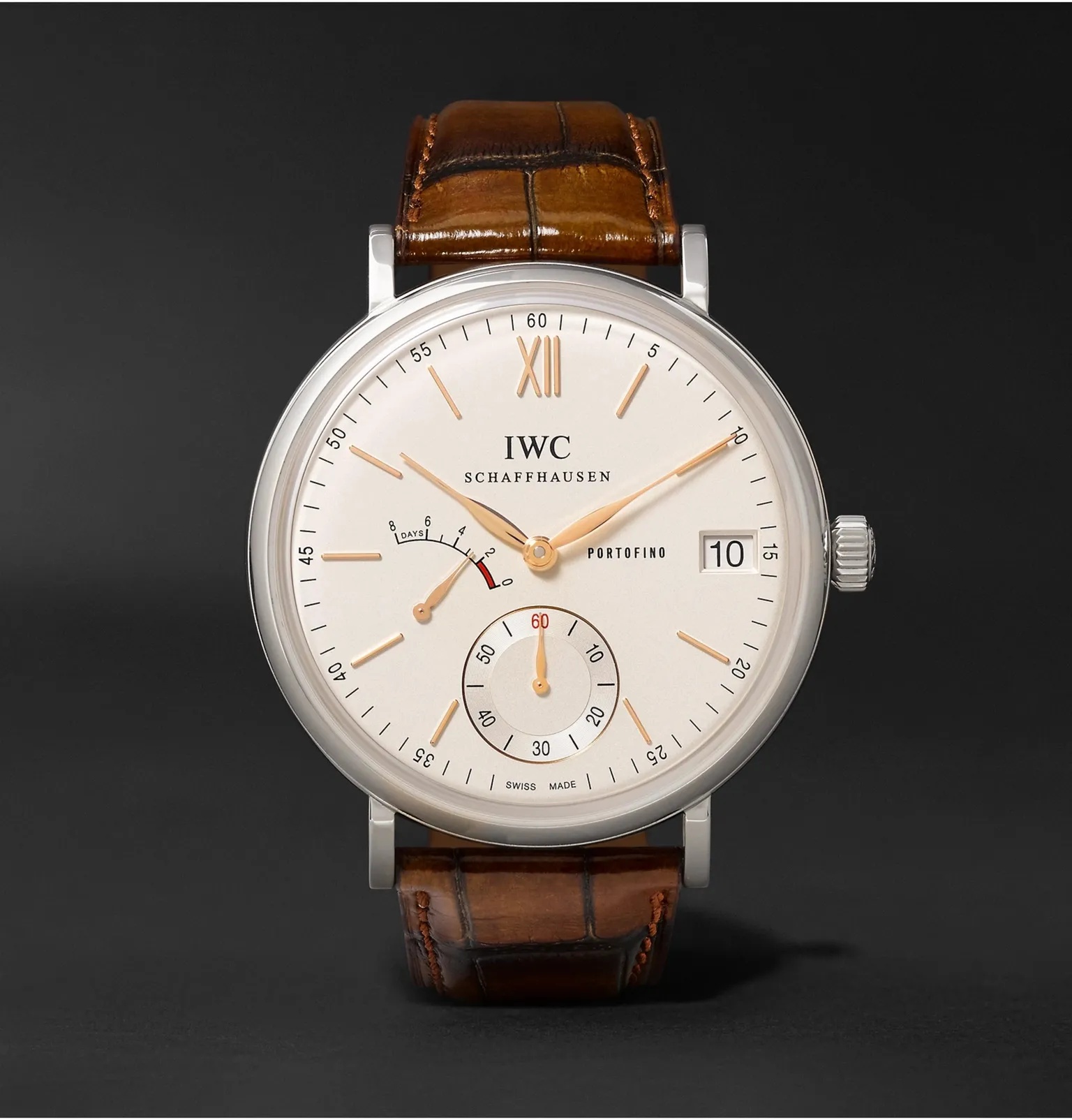 Portofino Hand-Wound Eight Days 45mm Stainless Steel and Alligator Watch, Ref. No. IW510103 - 1