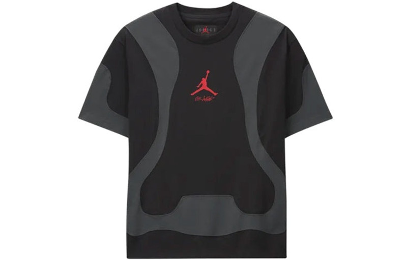 Jordan Air Jordan x Off-White 2020 T-Shirt Asia Sizing 'Black Red' CV0657-010 outlook