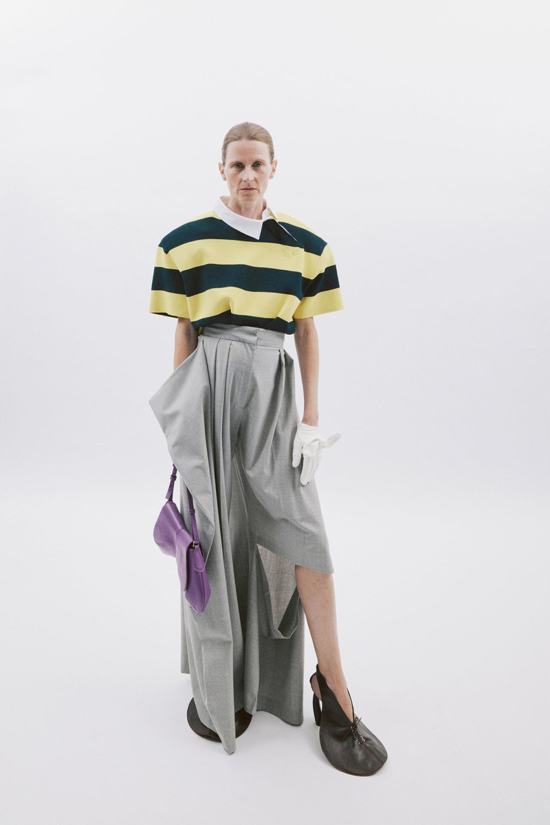 KNITTED RUGBY TOP YELLOW NAVY STRIPED 1